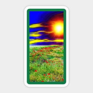 Red Poppy Field Sticker